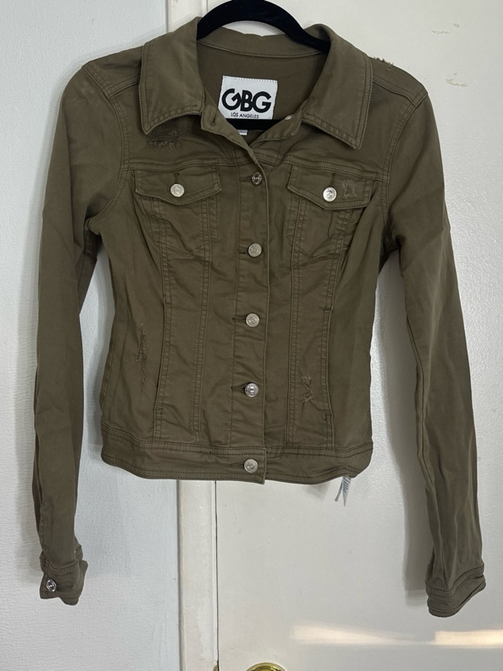 GBG Los Angeles Olive Green Women's Jean Jacket